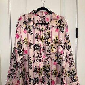 Victoria's Secret Pink Floral Satin Shirt